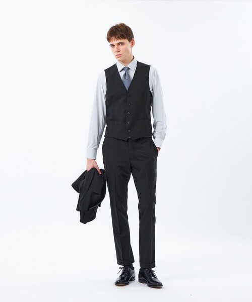 MACKINTOSH PHILOSOPHY(マッキントッシュ フィロソフィー)の「トロッター ウェストコート #109 ウール混ストレッチトロピカル(ベスト・メンズ・ブラック/ダークネイビー・40/38)」の3枚目の写真