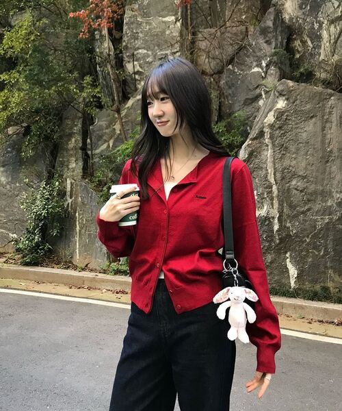 AMESWORLDWIDE(アメスワールドワイド)の「BASIC ROUND NECK CARDIGAN RED(カーディガン/ボレロ・レディース・その他・FREE)」の8枚目の写真