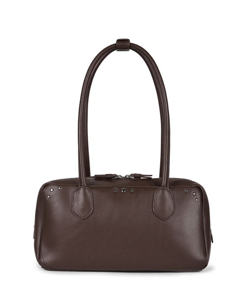 Square Leather Stud Middle Bag - Wine（ショルダーバッグ 