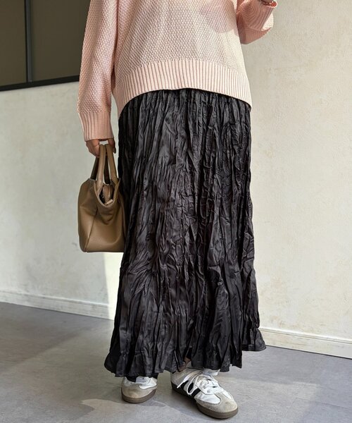 Chez toi（シェトワ）の「クリンクルワッシャースカート（スカート・レディース・グリーン/ブルー/ブラック/ライトベージュ・FREE）」の2枚目の写真