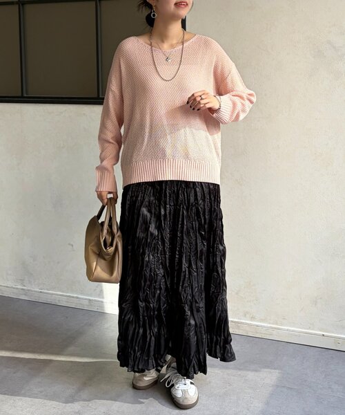 Chez toi（シェトワ）の「クリンクルワッシャースカート（スカート・レディース・グリーン/ブルー/ブラック/ライトベージュ・FREE）」の10枚目の写真