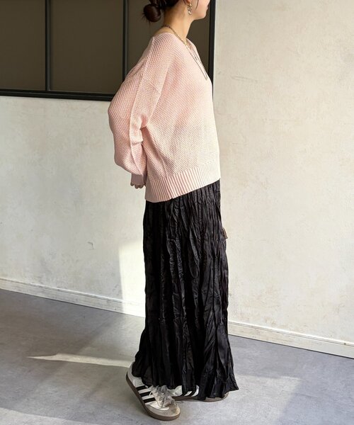 Chez toi（シェトワ）の「クリンクルワッシャースカート（スカート・レディース・グリーン/ブルー/ブラック/ライトベージュ・FREE）」の12枚目の写真