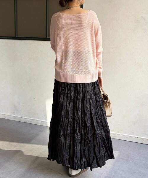 Chez toi（シェトワ）の「クリンクルワッシャースカート（スカート・レディース・グリーン/ブルー/ブラック/ライトベージュ・FREE）」の13枚目の写真