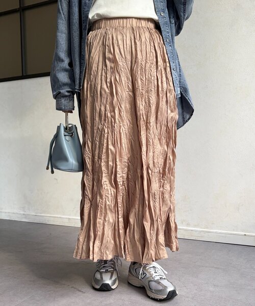 Chez toi（シェトワ）の「クリンクルワッシャースカート（スカート・レディース・グリーン/ブルー/ブラック/ライトベージュ・FREE）」の15枚目の写真