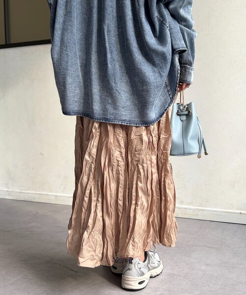 Chez toi（シェトワ）の「クリンクルワッシャースカート（スカート・レディース・グリーン/ブルー/ブラック/ライトベージュ・FREE）」の17枚目の写真