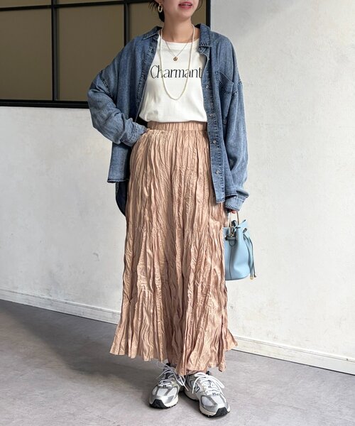 Chez toi（シェトワ）の「クリンクルワッシャースカート（スカート・レディース・グリーン/ブルー/ブラック/ライトベージュ・FREE）」の18枚目の写真