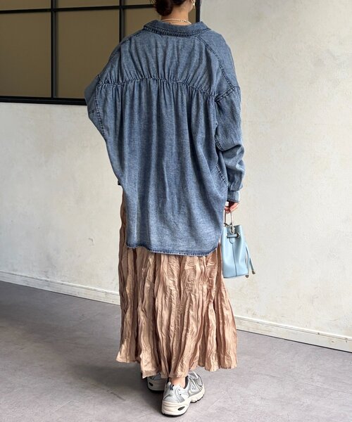 Chez toi（シェトワ）の「クリンクルワッシャースカート（スカート・レディース・グリーン/ブルー/ブラック/ライトベージュ・FREE）」の22枚目の写真