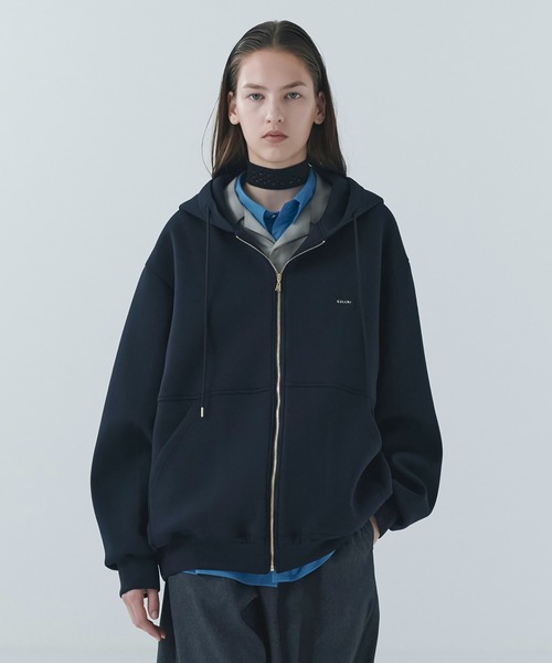 A18783 美品 CULLNI 21AW ロゴ刺繍配色テックパーカー 紺黒 2 CULLNI Embroidery Patch Zip Up Hoodie（パーカー）｜CULLNI（クルニ