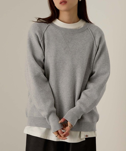 NAVY(ネイビー)の「Wジャガード ガゼット付き ラグランニットプルオーバー(ニット/セーター・レディース・イエロー/ミント/アイボリー/グレー・M/L)」の1枚目の写真