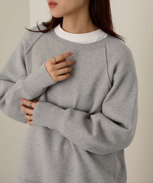 NAVY(ネイビー)の「Wジャガード ガゼット付き ラグランニットプルオーバー(ニット/セーター・レディース・イエロー/ミント/アイボリー/グレー・M/L)」の16枚目の写真
