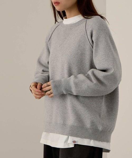 NAVY(ネイビー)の「Wジャガード ガゼット付き ラグランニットプルオーバー(ニット/セーター・レディース・イエロー/ミント/アイボリー/グレー・M/L)」の17枚目の写真