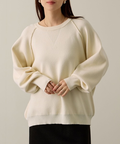 NAVY(ネイビー)の「Wジャガード ガゼット付き ラグランニットプルオーバー(ニット/セーター・レディース・イエロー/ミント/アイボリー/グレー・M/L)」の22枚目の写真