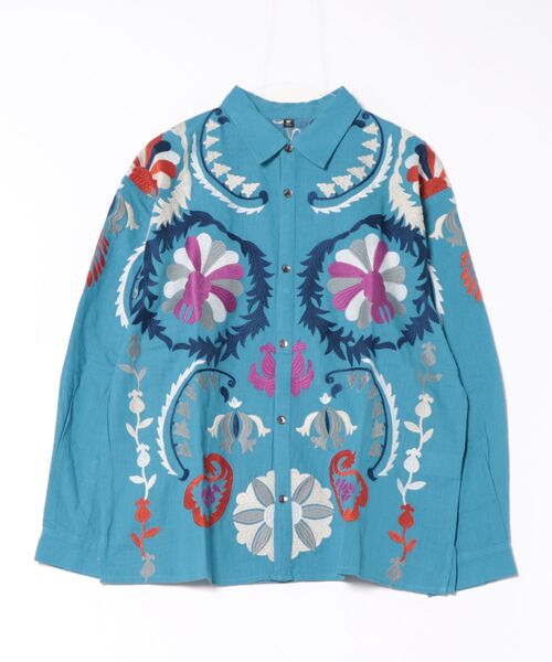 チャイハネ（チャイハネ）の「【チャイハネ】エルジャン刺繍MEN'Sシャツ（シャツ/ブラウス・メンズ・ブラック/ホワイト/ブルー・FREE）」の3枚目の写真