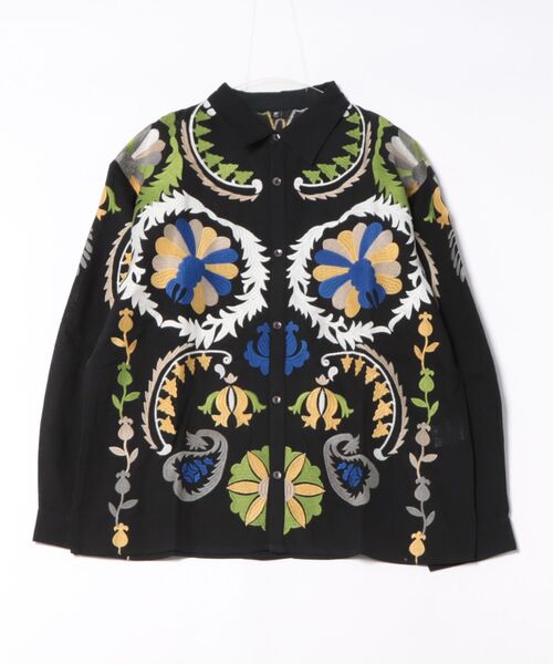 チャイハネ（チャイハネ）の「【チャイハネ】エルジャン刺繍MEN'Sシャツ（シャツ/ブラウス・メンズ・ブラック/ホワイト/ブルー・FREE）」の2枚目の写真