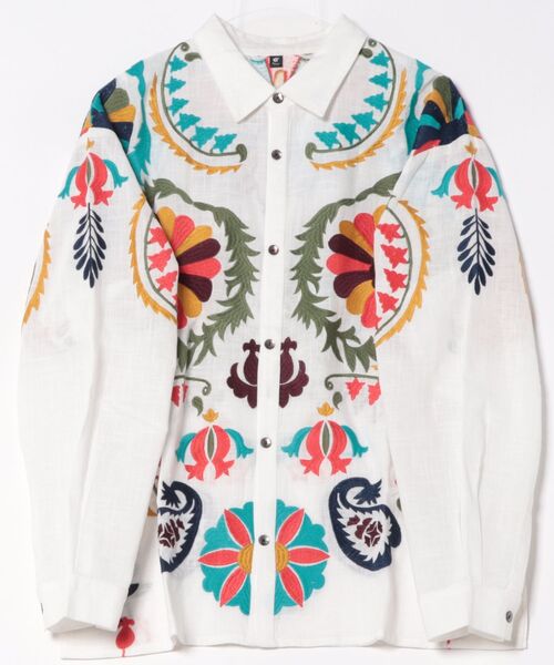 チャイハネ（チャイハネ）の「【チャイハネ】エルジャン刺繍MEN'Sシャツ（シャツ/ブラウス・メンズ・ブラック/ホワイト/ブルー・FREE）」の11枚目の写真