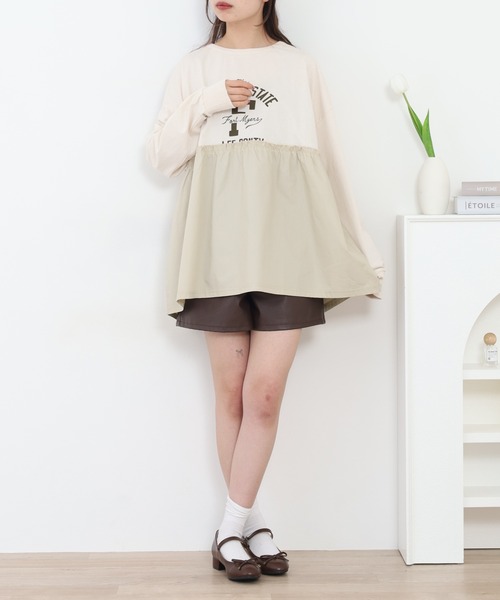 Arinomama(アリノママ)の「+Arinomama リメイク風ドッキングプルオーバー 長袖(Tシャツ/カットソー・レディース・ブラック/アイボリー/ライトブルー/カーキ・FREE)」の9枚目の写真