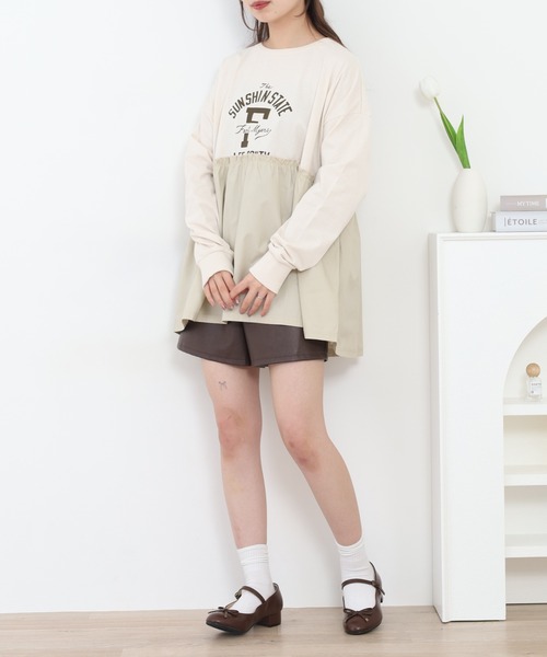 Arinomama(アリノママ)の「+Arinomama リメイク風ドッキングプルオーバー 長袖(Tシャツ/カットソー・レディース・ブラック/アイボリー/ライトブルー/カーキ・FREE)」の10枚目の写真