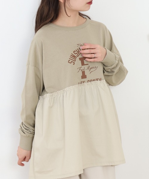 Arinomama(アリノママ)の「+Arinomama リメイク風ドッキングプルオーバー 長袖(Tシャツ/カットソー・レディース・ブラック/アイボリー/ライトブルー/カーキ・FREE)」の19枚目の写真