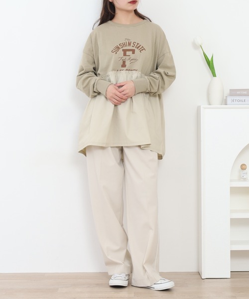 Arinomama(アリノママ)の「+Arinomama リメイク風ドッキングプルオーバー 長袖(Tシャツ/カットソー・レディース・ブラック/アイボリー/ライトブルー/カーキ・FREE)」の21枚目の写真