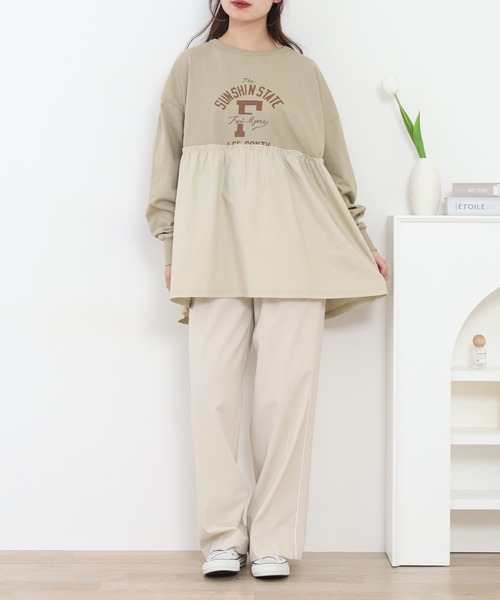 Arinomama(アリノママ)の「+Arinomama リメイク風ドッキングプルオーバー 長袖(Tシャツ/カットソー・レディース・ブラック/アイボリー/ライトブルー/カーキ・FREE)」の22枚目の写真