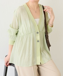 COLLAGE GALLARDAGALANTE（コラージュガリャルダガランテ）の「ギャザー切替シアーシャツカーディガン/WEB限定カラー展開（シャツ/ブラウス）」