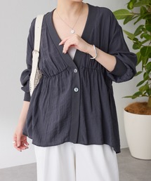 COLLAGE GALLARDAGALANTE（コラージュガリャルダガランテ）の「ギャザー切替シアーシャツカーディガン/WEB限定カラー展開（シャツ/ブラウス）」