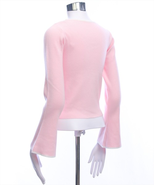 clear（クリア）の「胸元前開きリボンニットトップス[バレエコア ガーリー]（ニット/セーター・レディース・ピンク/オフホワイト/ブラック・F）」の18枚目の写真