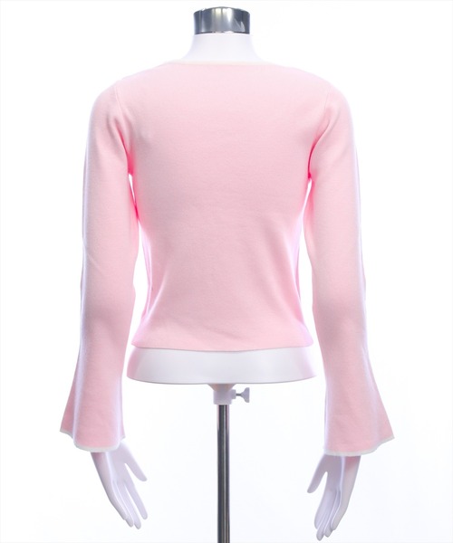 clear（クリア）の「胸元前開きリボンニットトップス[バレエコア ガーリー]（ニット/セーター・レディース・ピンク/オフホワイト/ブラック・F）」の19枚目の写真