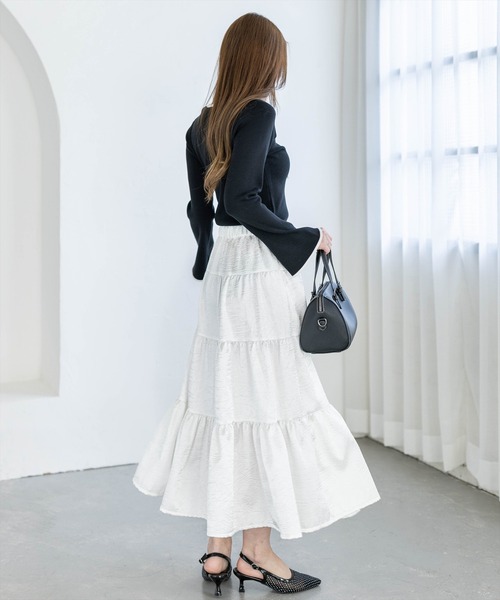 clear（クリア）の「胸元前開きリボンニットトップス[バレエコア ガーリー]（ニット/セーター・レディース・ピンク/オフホワイト/ブラック・F）」の8枚目の写真