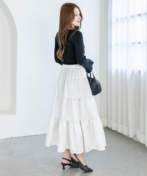 clear（クリア）の「胸元前開きリボンニットトップス[バレエコア ガーリー]（ニット/セーター・レディース・ピンク/オフホワイト/ブラック・F）」の9枚目の写真