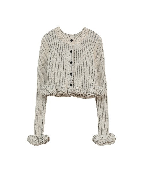 CLANE W FACE SHORT FRILLED KNIT TOPS 10106-2053（ニット/セーター