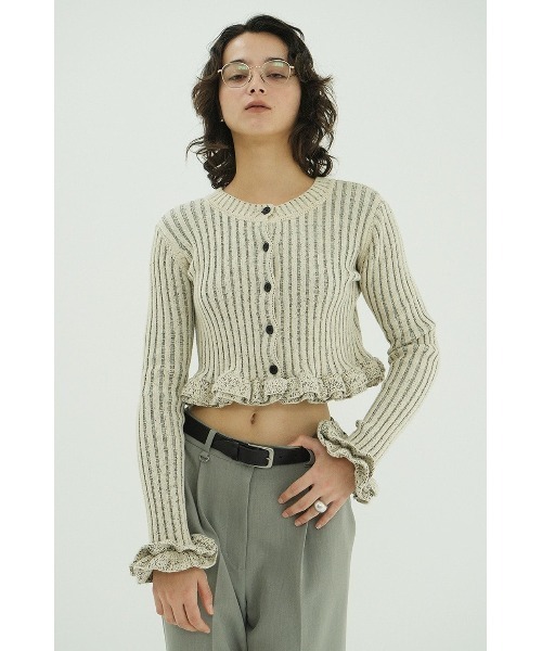 CLANE（クラネ）の「CLANE W FACE SHORT FRILLED KNIT TOPS 10106-2053（ニット/セーター・レディース・ホワイト/グレー/ブラック・1）」の16枚目の写真