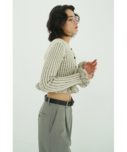 CLANE W FACE SHORT FRILLED KNIT TOPS 10106-2053（ニット/セーター