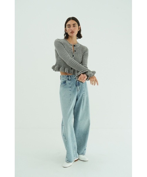 W FACE SHORT FRILLED KNIT TOPS 10106-2053（ニット/セーター