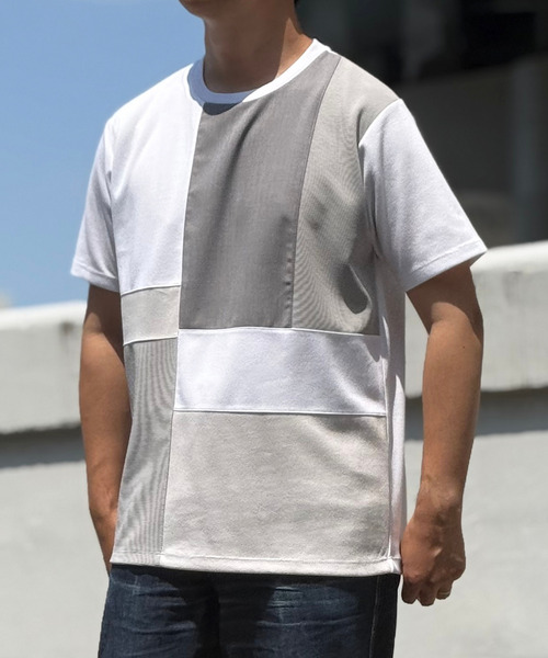ikka(イッカ)の「【雑誌MonoMax5月号掲載】ブロックス冷感切り替えTシャツ「小泉孝太郎さん着用モデル」(Tシャツ/カットソー・メンズ・ホワイト/グリーン/ネイビー/グレイッシュベージュ/ブラック・L/M/XL/S)」の2枚目の写真