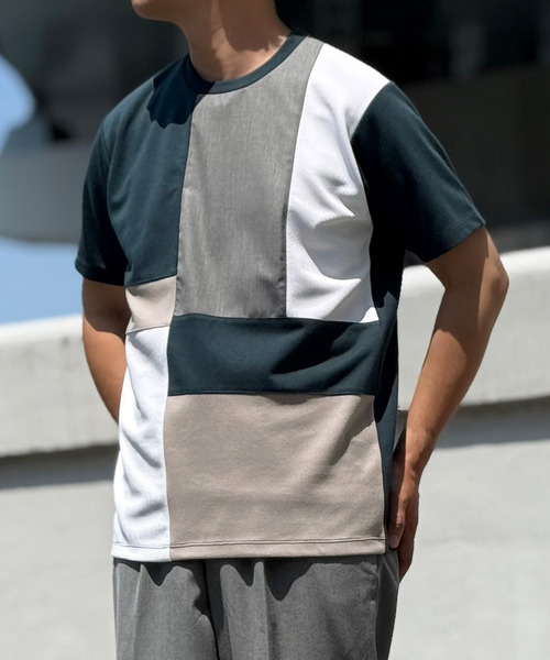 ikka(イッカ)の「【雑誌MonoMax5月号掲載】ブロックス冷感切り替えTシャツ「小泉孝太郎さん着用モデル」(Tシャツ/カットソー・メンズ・ホワイト/グリーン/ネイビー/グレイッシュベージュ/ブラック・L/M/XL/S)」の5枚目の写真