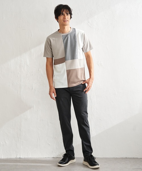 ikka(イッカ)の「【雑誌MonoMax5月号掲載】ブロックス冷感切り替えTシャツ「小泉孝太郎さん着用モデル」(Tシャツ/カットソー・メンズ・ホワイト/グリーン/ネイビー/グレイッシュベージュ/ブラック・L/M/XL/S)」の14枚目の写真