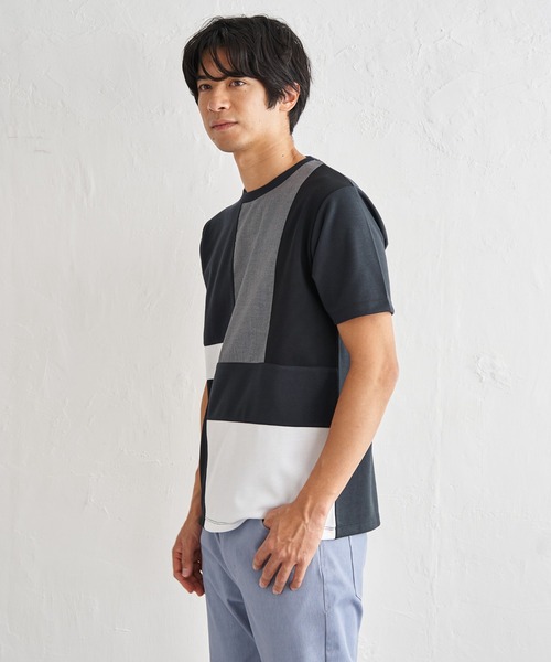 ikka(イッカ)の「【雑誌MonoMax5月号掲載】ブロックス冷感切り替えTシャツ「小泉孝太郎さん着用モデル」(Tシャツ/カットソー・メンズ・ホワイト/グリーン/ネイビー/グレイッシュベージュ/ブラック・L/M/XL/S)」の9枚目の写真