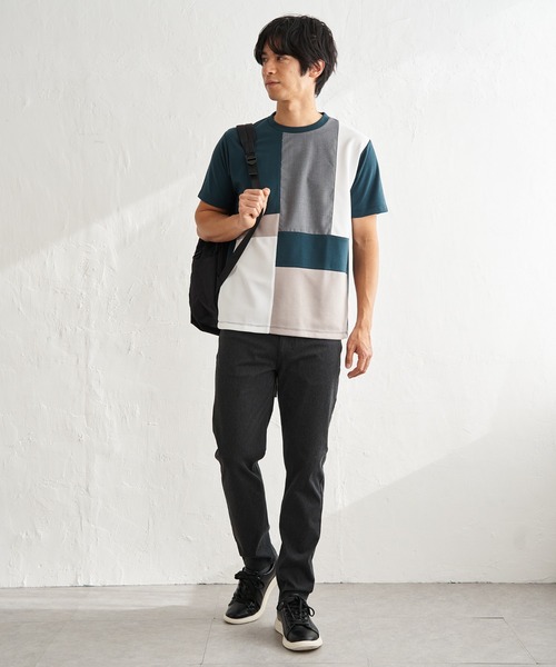ikka(イッカ)の「【雑誌MonoMax5月号掲載】ブロックス冷感切り替えTシャツ「小泉孝太郎さん着用モデル」(Tシャツ/カットソー・メンズ・ホワイト/グリーン/ネイビー/グレイッシュベージュ/ブラック・L/M/XL/S)」の16枚目の写真