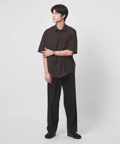 green label relaxing（グリーンレーベルリラクシング）の「ウォッシャブルトロ パターン ジャスト ルーズ 半袖 シャツ -ウォッシャブル・ストレッチ-（シャツ/ブラウス・メンズ・ナチュラル/ネイビー/ダークブラウン・XL/L/M/S）」の20枚目の写真