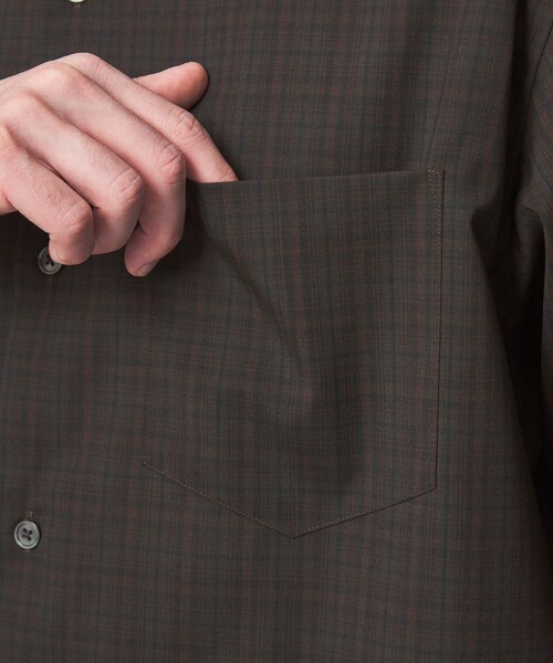 green label relaxing（グリーンレーベルリラクシング）の「ウォッシャブルトロ パターン ジャスト ルーズ 半袖 シャツ -ウォッシャブル・ストレッチ-（シャツ/ブラウス・メンズ・ナチュラル/ネイビー/ダークブラウン・XL/L/M/S）」の7枚目の写真