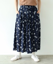 PAR ICI | パイナップルひまわりプリント ギャザースカート(セットアップ対応)(スカート)