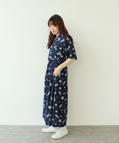 PAR ICI（パーリッシィ）の「パイナップルひまわりプリント ギャザースカート(セットアップ対応)（スカート・レディース・ネイビー・FREE）」の12枚目の写真