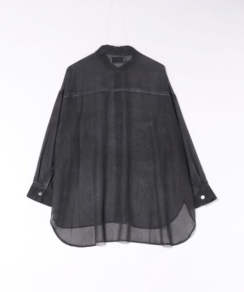 Scrap Book(スクラップブック)の「【CYAN TOKYO】デニム転写シフォンシャツ(シャツ/ブラウス・レディース・ブラック/ブルー・FREE)」の3枚目の写真