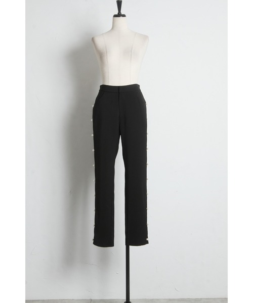tocco closet(トッコ クローゼット)の「パール付きサイドスカラップテーパードパンツ(スラックス・レディース・ピンク/ブラック・M)」の9枚目の写真