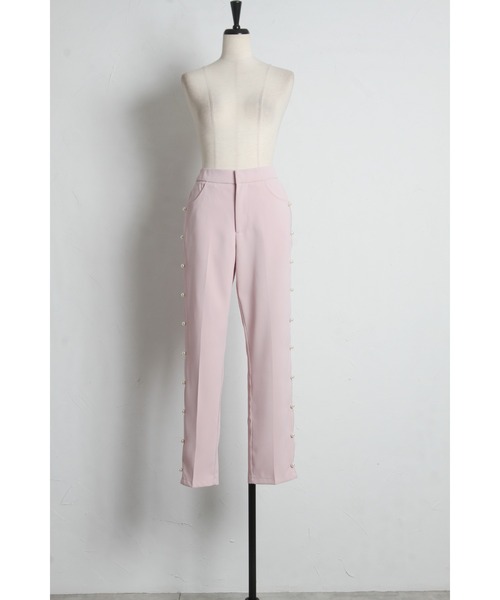 tocco closet(トッコ クローゼット)の「パール付きサイドスカラップテーパードパンツ(スラックス・レディース・ピンク/ブラック・M)」の10枚目の写真