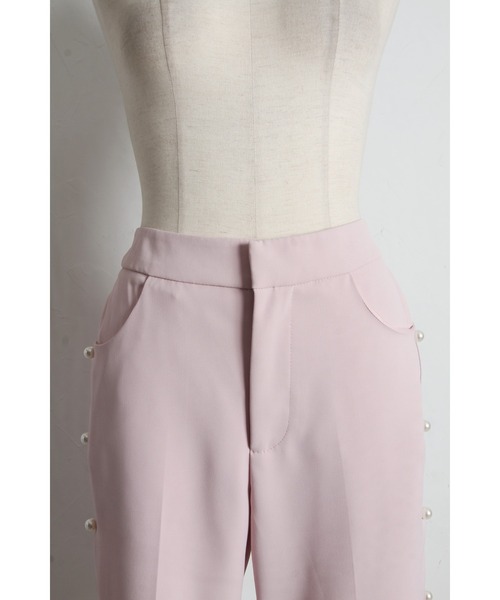 tocco closet(トッコ クローゼット)の「パール付きサイドスカラップテーパードパンツ(スラックス・レディース・ピンク/ブラック・M)」の14枚目の写真