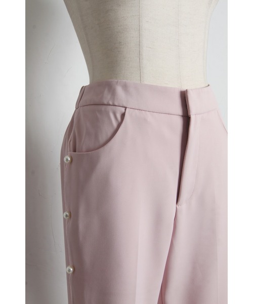 tocco closet(トッコ クローゼット)の「パール付きサイドスカラップテーパードパンツ(スラックス・レディース・ピンク/ブラック・M)」の15枚目の写真