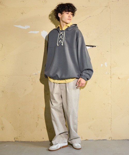 niko and...（ニコアンド）の「ストライプポンチアノラック（Tシャツ/カットソー・メンズ・アイボリー/オレンジ/チャコール・LARGE/MEDIUM）」の5枚目の写真