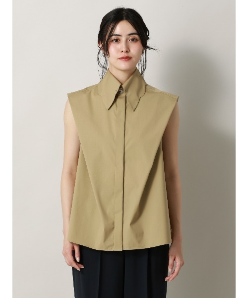 CIS.（シス）の「CIS. スカラップ＆ピンホールカラーシャツ ノースリーブ ウォッシャブル 無地 カラーピン付き（シャツ/ブラウス・レディース・オフホワイト/ベージュ・36(7号)/38(9号)）」の11枚目の写真